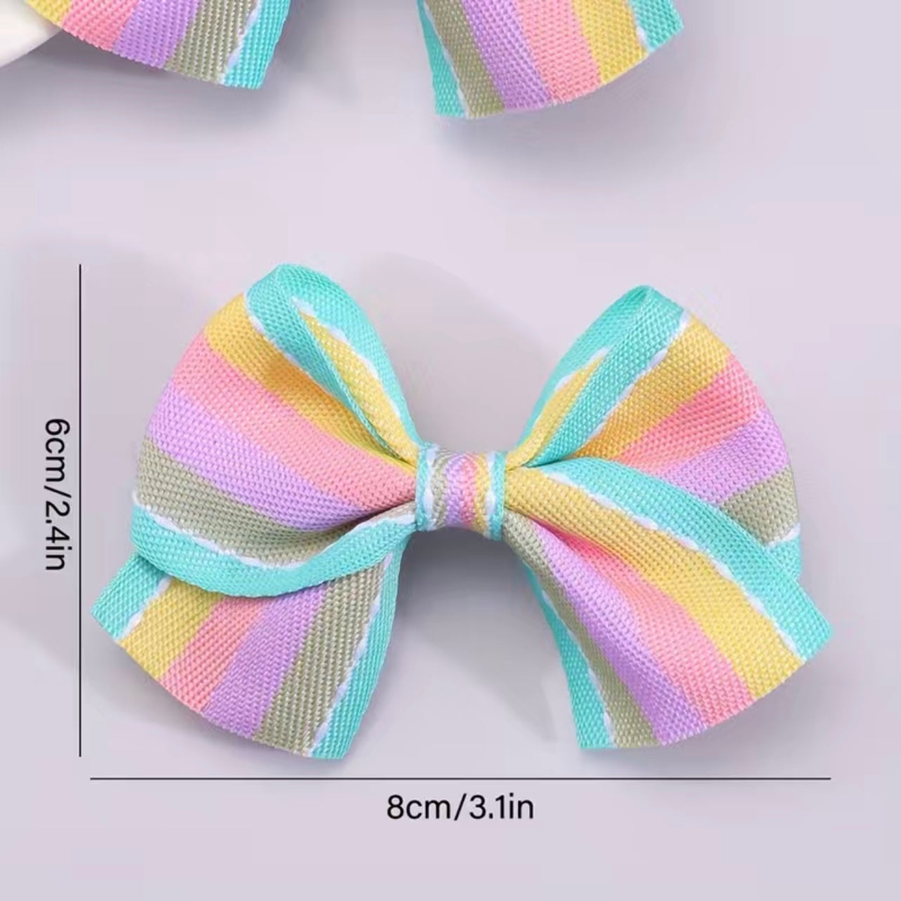 Rainbow Stripe - 2 Pack Bow Clips - Pastel