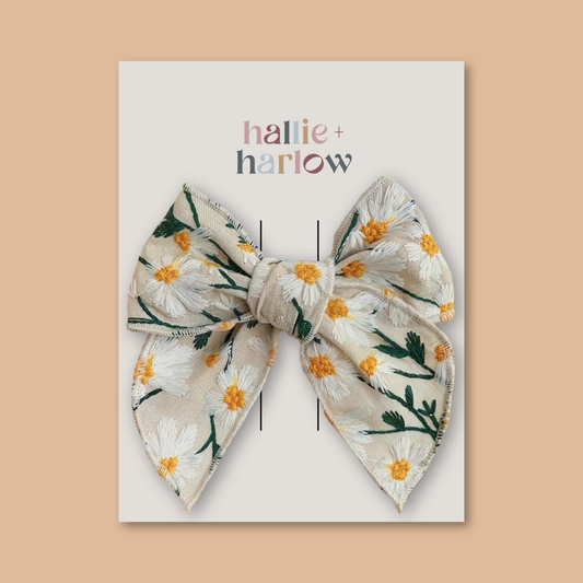 Daisy Chain - Embroidered Hair Bow Clip