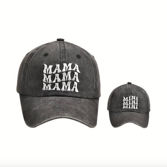 Mama + Mini - Matching Baseball Cap - Black Wave - *1 available*